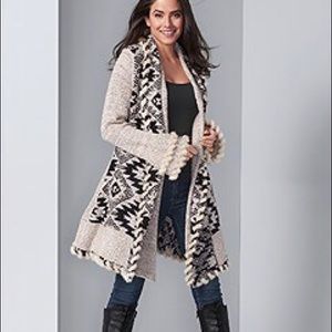 Venus Mixed Print Duster Sweater Jacket